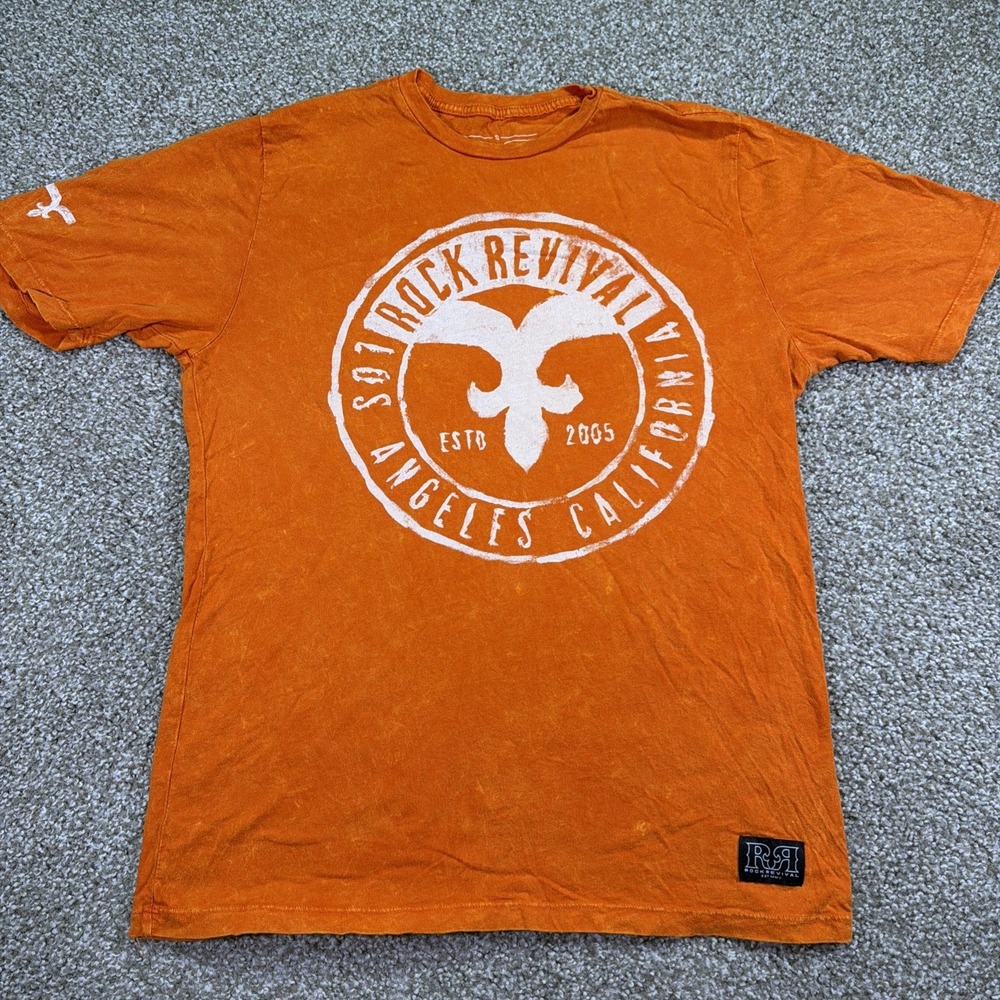 Men's Rock Revival Shirt Size Small Made In USA Cotton Orange